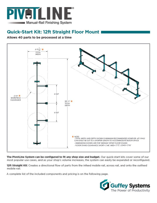 PivotLine Quick-Start Kit: 12ft Straight Floor Mount