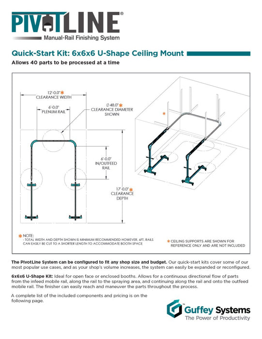 PivotLine Quick Start Kit: 6x6x6 U-Shape Ceiling Mount