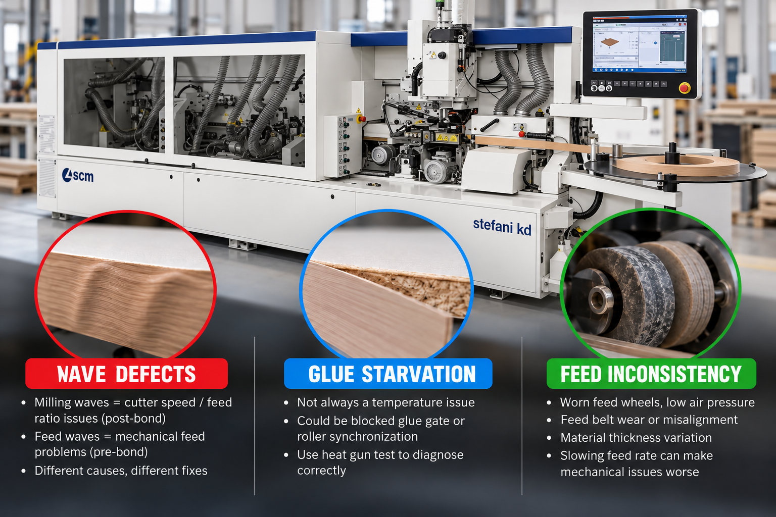 Edgebanding Wave Defects, Glue Starvation & Feed Inconsistency: A Systematic Troubleshooting Guide