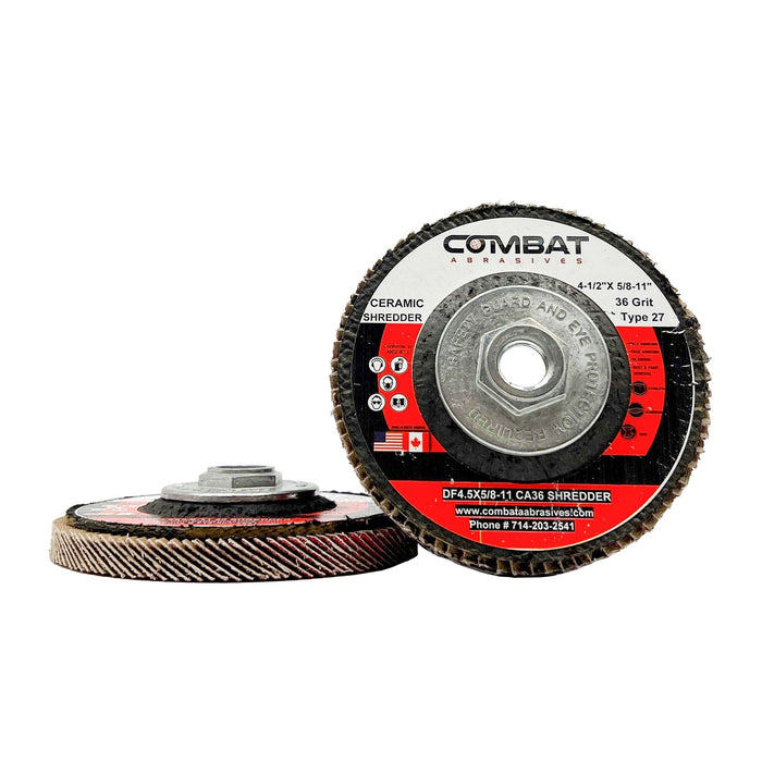 Ceramic Shredder Flap Discs 4-1⁄2" x 5/8-11" With Hub (Type 29) 5X LIFE!, 5 PACK