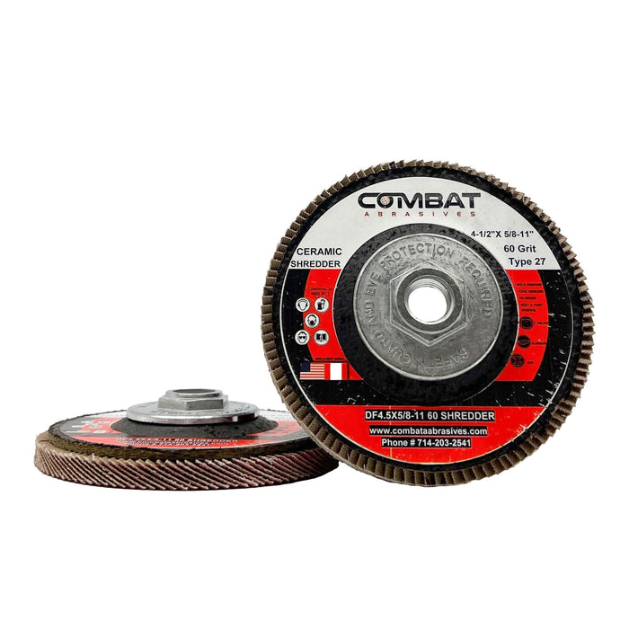 Ceramic Shredder Flap Discs 4-1⁄2" x 5/8-11" With Hub (Type 29) 5X LIFE!, 5 PACK