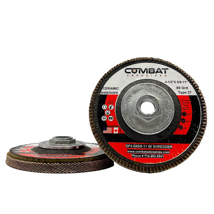 Ceramic Shredder Flap Discs 4-1⁄2" x 5/8-11" With Hub (Type 29) 5X LIFE!, 5 PACK