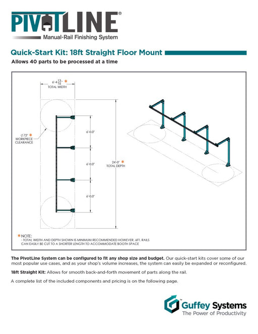 PivotLine Quick-Start Kit: 18ft Straight Floor Mount