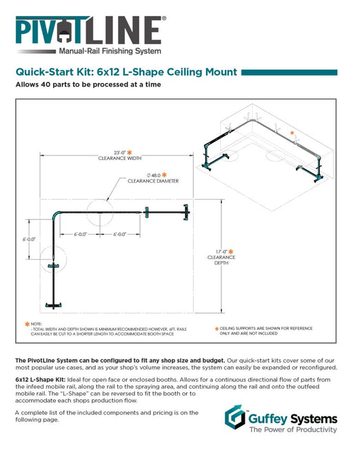 PivotLine Quick-Start Kit: 6x12 L-Shape Ceiling Mount