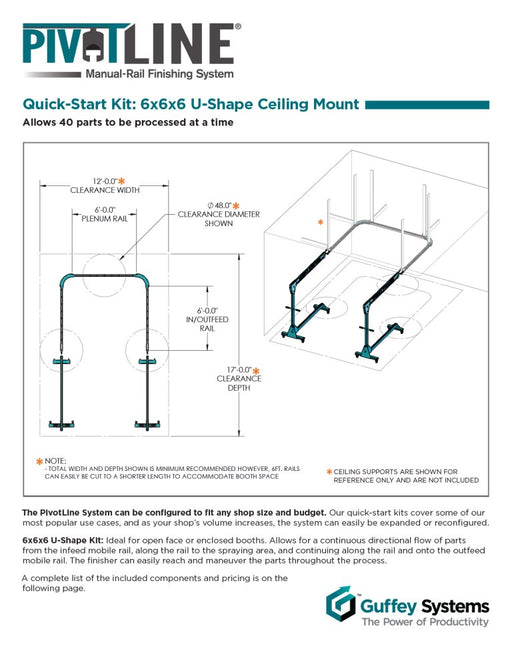 PivotLine Quick Start Kit: 6x6x6 U-Shape Ceiling Mount